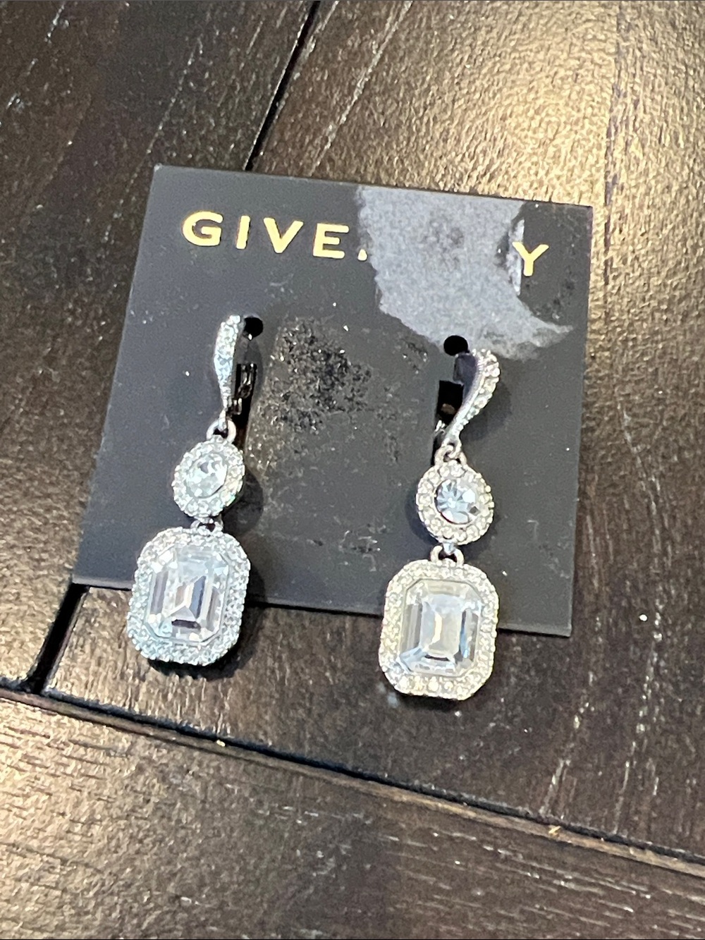 Givenchy Silver-Tone Clear Crystal Drop Earrings